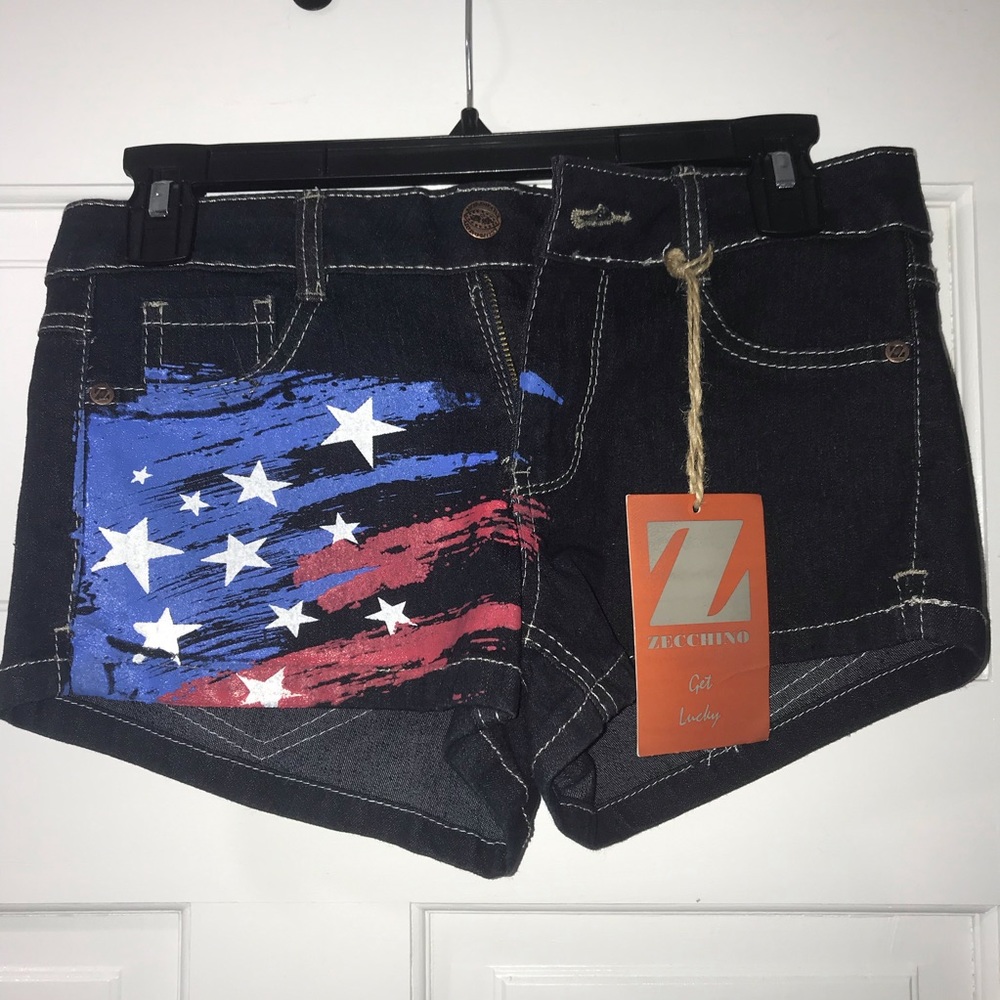 Zecchino Dark Wash American Flag Shorts